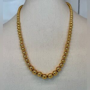 Napier Gold-Tone Beaded Necklace • 24” Classic Strand ✨ Vintage-Inspired